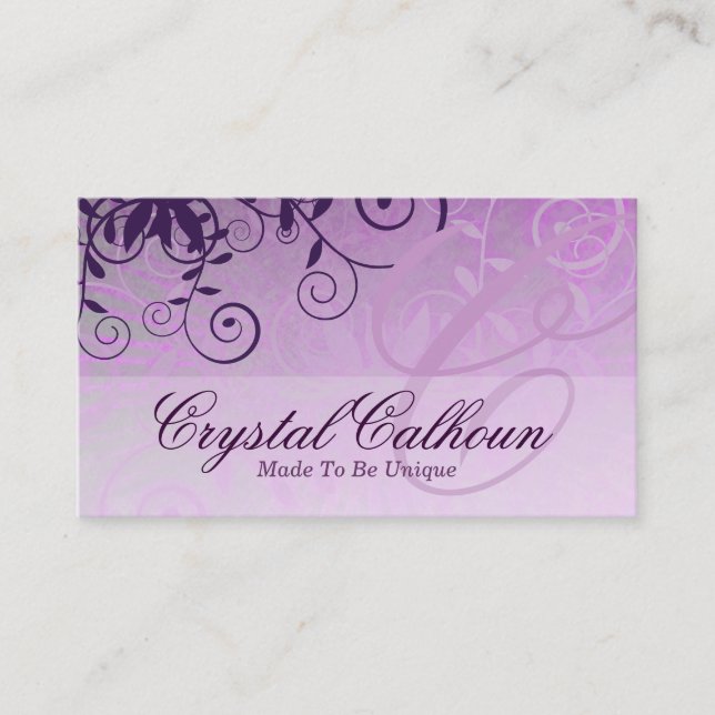 Elegant Light Purple Customizable Business Card (Front)