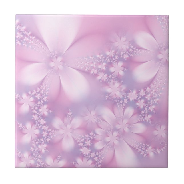 Elegant Light Purple Floral Lavender Flowers Tile (Front)