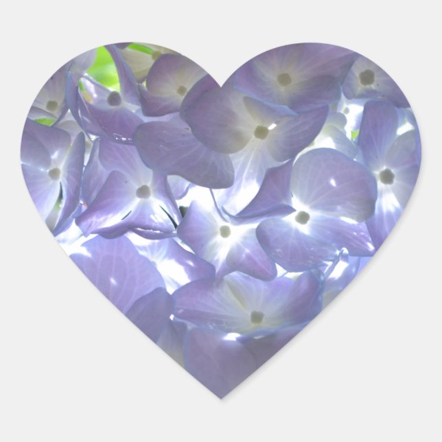 Elegant light purple floral Lavender Hydrangeas Heart Sticker (Front)
