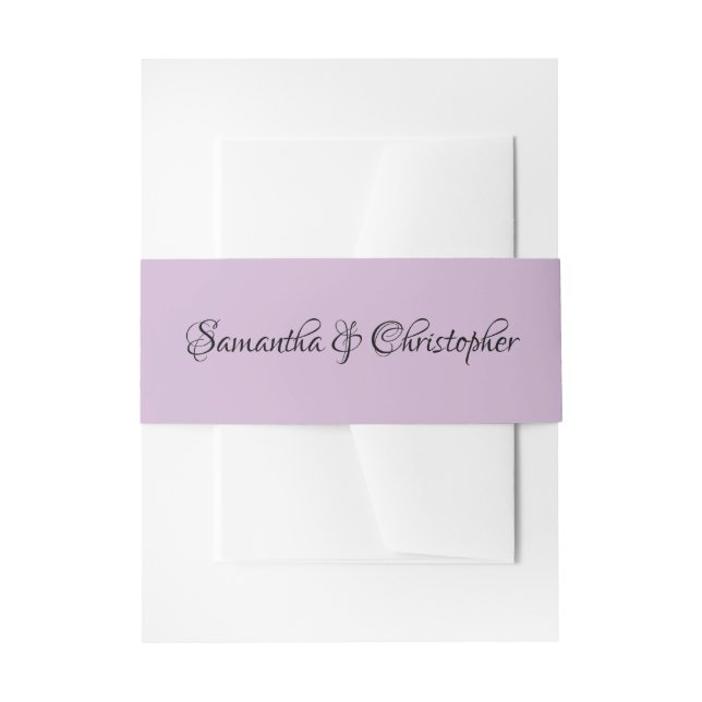Elegant Light Purple Floral Personalized Wedding Invitation Belly Band (Front Example)