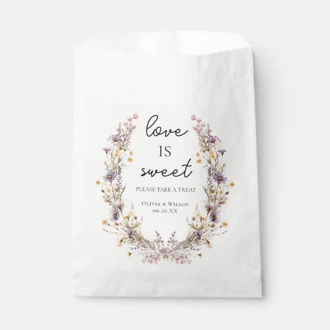 Elegant Light Purple Floral Wedding Favour Bag (Front)