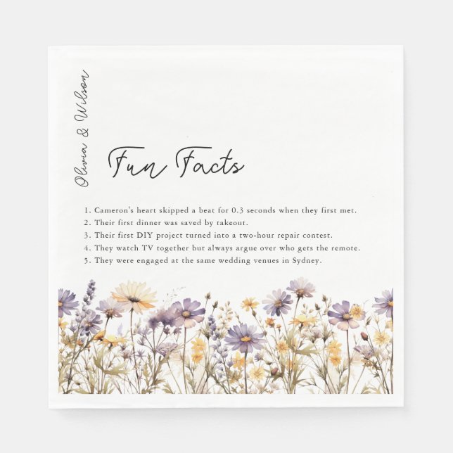 Elegant Light Purple Floral Wedding Napkin (Front)