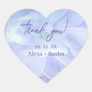 Elegant Light Purple Lilac Flowers Wedding Heart Sticker