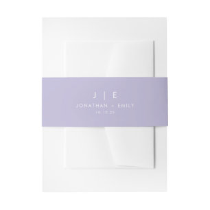 Elegant Light Purple Monogram Wedding Invitation Belly Band
