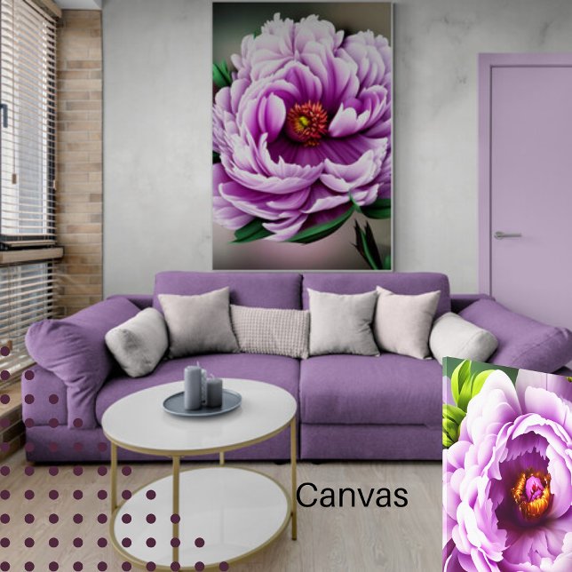 Elegant Light Purple Peony Floral Digital Canvas Print (Creator Uploaded)