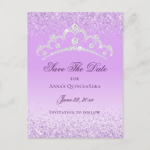 Elegant Light Purple Quinceanera Save The Date Postcard