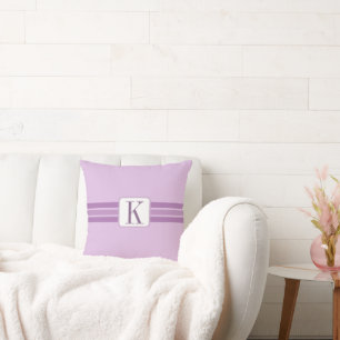 Elegant Light Purple Striped Banner Add Initial Throw Pillow