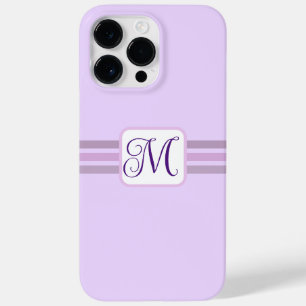 Elegant Light Purple Striped Initial Case-Mate iPhone 14 Pro Max Case