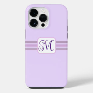 Elegant Light Purple Striped Initial iPhone 14 Pro Max Case