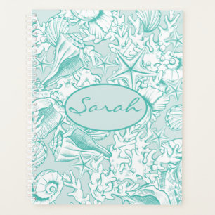 Elegant Light Sea Green Personalized Seashell Planner