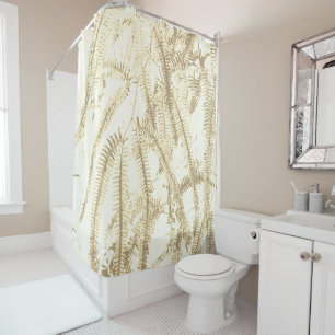 Elegant light sepia fern pattern shower curtain