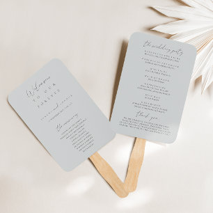 Elegant Light Slate Blue Wedding Program Hand Fan