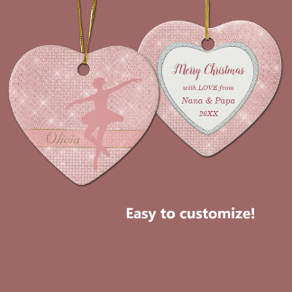 Elegant Lights Pink Ballerina Ceramic Ornament