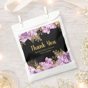 Elegant Lilac and Gold Flowers Sweet Sixteen Favour Bag