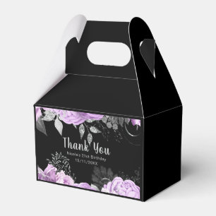Elegant Lilac and Silver Flowers Birthday Party Favor Box