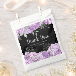 Elegant Lilac and Silver Flowers Sweet Sixteen Favour Bag