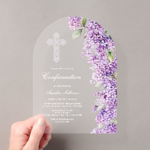 Elegant Lilac Arch Confirmation Acrylic Invitations