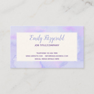 Elegant Lilac Blue Pastel Watercolors Business Card