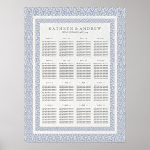 Elegant Lilac Blue Seigaiha Wedding Seating Chart