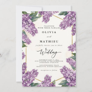 Elegant Lilac Botanical Floral Garden Wedding Invitation