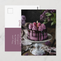 Elegant Lilac Cake Birthday Greeting