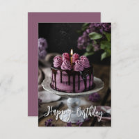Elegant Lilac Cake Small Birthday Greeting