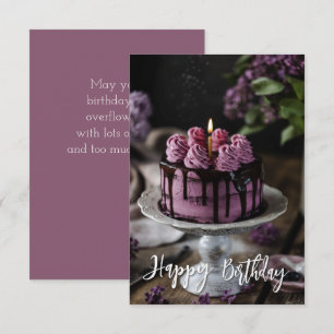 Elegant Lilac Cake Small Birthday Greeting Card