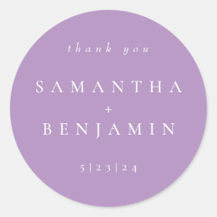 Elegant Lilac Coordinate Wedding Classic Roun Round Sticker