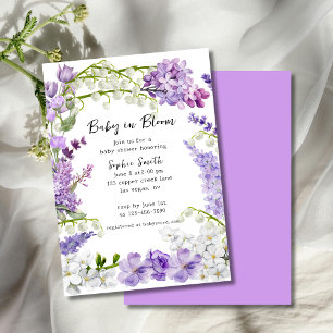 Elegant Lilac Floral Baby In Bloom Baby Shower Invitation