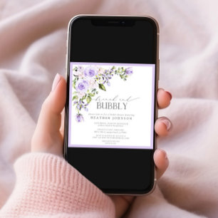 Elegant Lilac Floral Brunch & Bubbly Bridal Shower Invitation