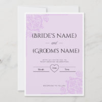 Elegant Lilac Floral Damask Wedding Invitation