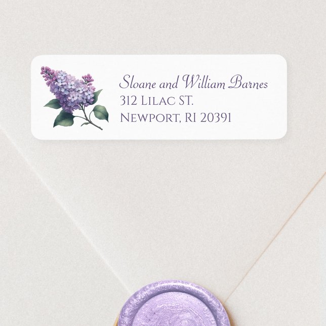 Elegant Lilac Flower Branch Pretty Return Address (Creator Uploaded)