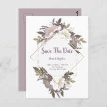 Elegant Lilac flower save the date postcard