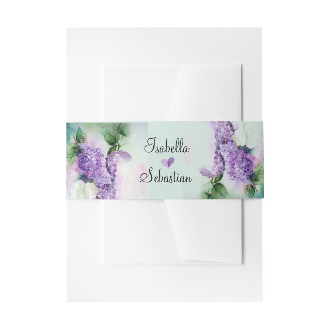 Elegant Lilac Flowers Invitation Belly Band (Front Example)