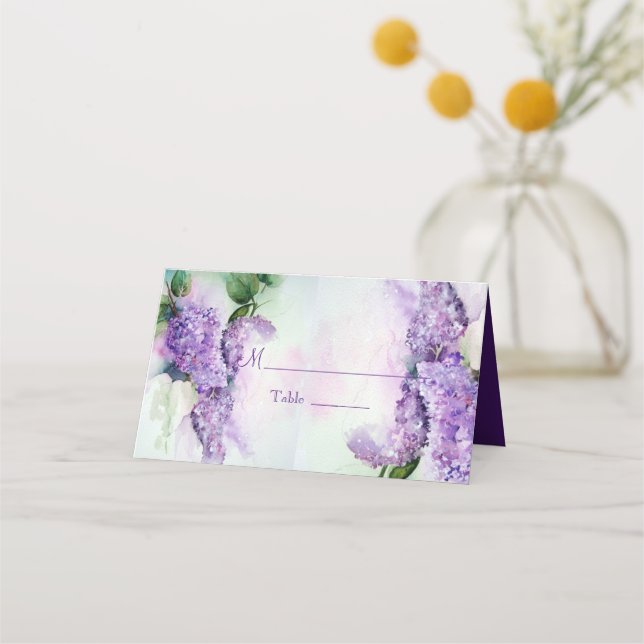 Elegant Lilac Flowers Wedding Place Card (Front)