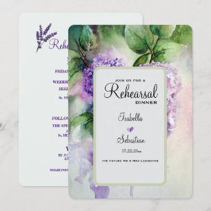 Elegant Lilac Flowers Wedding Rehearsal Dinner Invitation