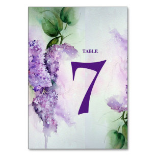 Elegant Lilac Flowers Wedding Table No. Card