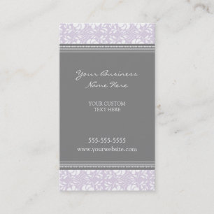 Elegant Lilac Grey Damask Business Cards