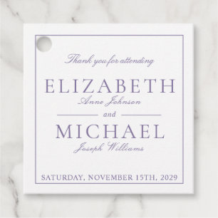 Elegant Lilac Lavender Classic Script Wedding Favo Favour Tags