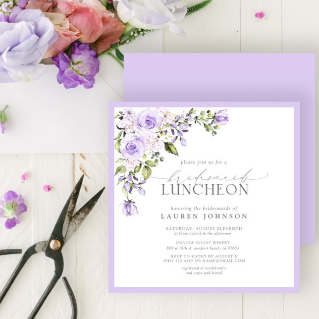 Elegant Lilac Lavender Floral Bridal Luncheon Invitation (Creator Uploaded)