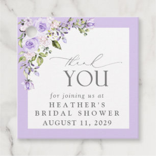 Elegant Lilac Lavender Floral Bridal Shower Favour Tags