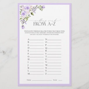 Elegant Lilac Lavender Floral Bridal Shower Game