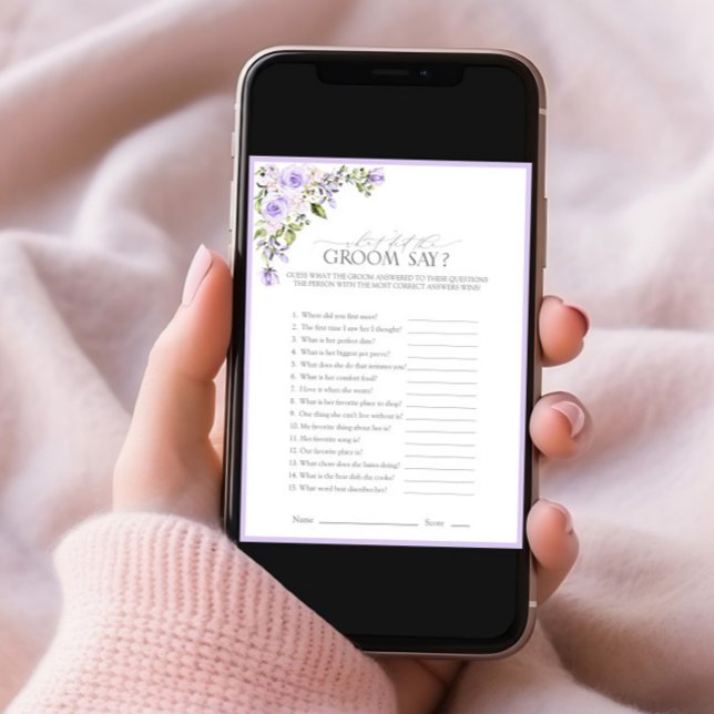 Elegant Lilac Lavender Floral Bridal Shower Game Invitation (Creator Uploaded)