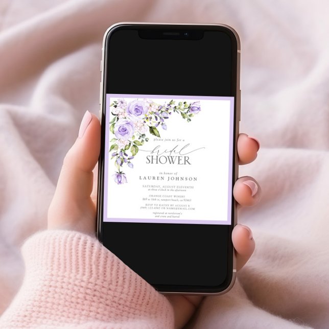 Elegant Lilac Lavender Floral Bridal Shower Invitation (Creator Uploaded)