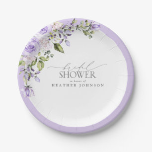 Elegant Lilac Lavender Floral Bridal Shower Paper Plate