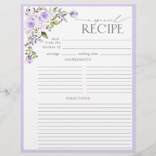 Elegant Lilac Lavender Floral Bridal Shower Recipe