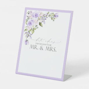 Elegant Lilac Lavender Floral Date Ideas Pedestal Sign