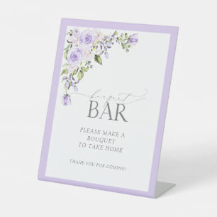 Elegant Lilac Lavender Floral Shower Bouquet Bar Pedestal Sign