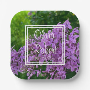 Elegant Lilac lavender purple floral Wedding Paper Plate