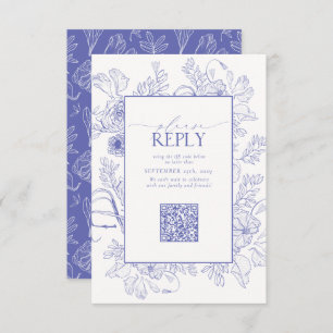 Elegant Lilac Lavender Wedding QR Code RSVP Card